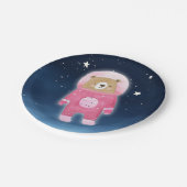 Pink Astronaut Beer Space Baby shower Papieren Bordje (Gekanteld)