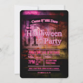 Pink Attentie Niveau 01 Halloween Party Uitnodigin Kaart (Voorkant)