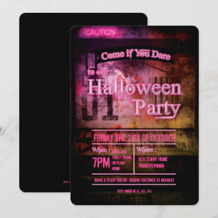 Pink Attentie Niveau 01 Halloween Party Uitnodigin Kaart