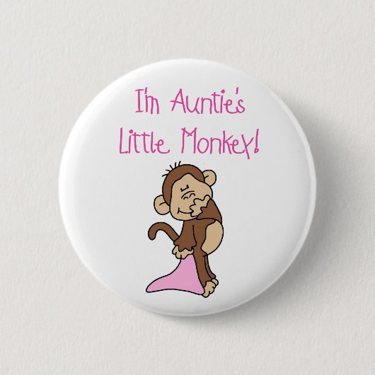 Pink Auntie's aap Ronde Button 5,7 Cm (Voorkant)