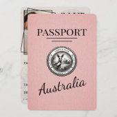 Pink Australia Passport Bewaar de datum Save The Date (Voorkant / Achterkant)