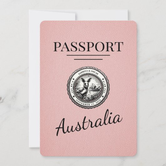 Pink Australia Passport Bewaar de datum Save The Date (Voorkant)