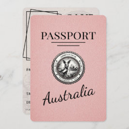Pink Australia Passport Bewaar de datum Save The Date
