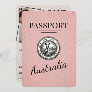 Pink Australia Passport Bewaar de datum Save The Date