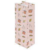 Pink Autumn Harvest Festival Thanksgiving Wijn Cadeautas (Achterkant Gekanteld)
