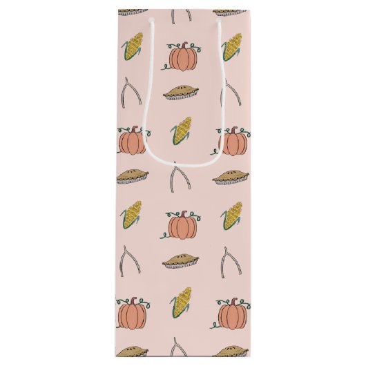 Pink Autumn Harvest Festival Thanksgiving Wijn Cadeautas (Voorkant)