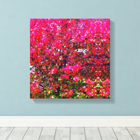 Pink Autumn impressionistic Leavebomen Canvas Afdruk (Insitu (Houten vloer))