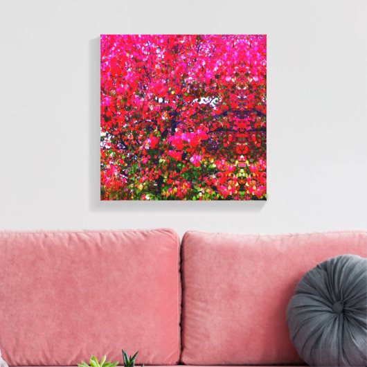 Pink Autumn impressionistic Leavebomen Canvas Afdruk (Insitu (Woonkamer))