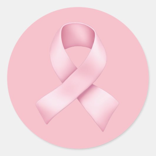 Pink Awareness Ribbon Emoji Ronde Sticker (Voorkant)