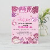 PINK AXOLOTL Baby shower Invitation Girl Kaart (Staand voorkant)