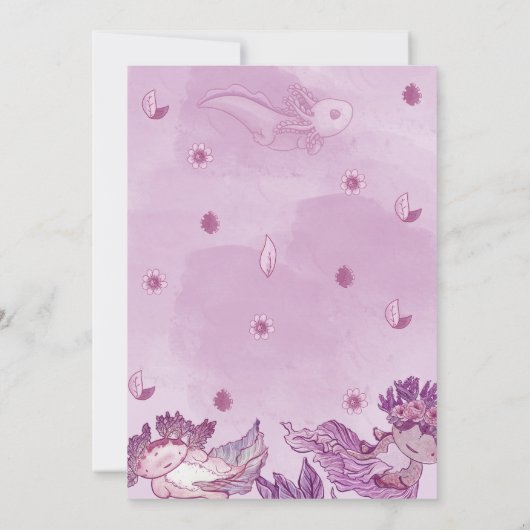 PINK AXOLOTL Baby shower Invitation Girl Kaart (Achterkant)