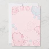 PINK AXOLOTL Baby shower Invitation Girl Kaart (Achterkant)