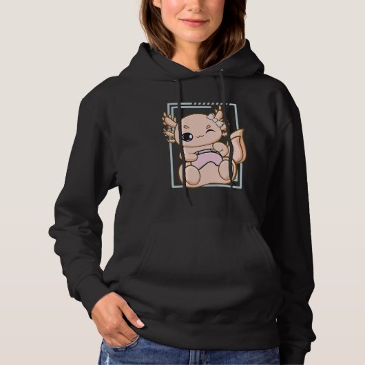 Pink Axolotl Plays Video Game For Computer Player  Hoodie (Voorkant)