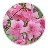 PINK AZALEAS CERAMIC PULL/KNOB CERAMIC KNOB KERAMISCHE KNOP (Voorkant)