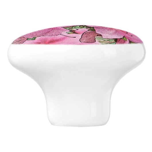 PINK AZALEAS CERAMIC PULL/KNOB CERAMIC KNOB KERAMISCHE KNOP (Zijkant)