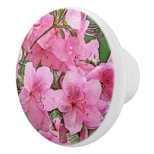 PINK AZALEAS CERAMIC PULL/KNOB CERAMIC KNOB KERAMISCHE KNOP (Rechts)