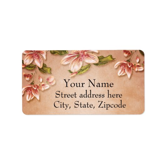 Pink Azaleas Floral op Whiskey Etiket (Voorkant)
