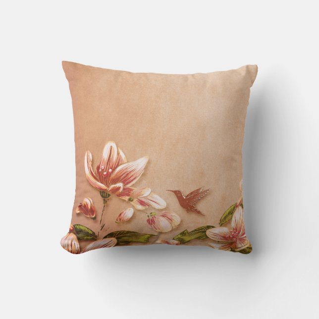 Pink Azaleas  Floral op Whiskey Kussen (Voorkant)