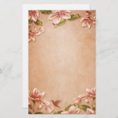 Pink Azaleas  Floral over Whiskey Wedding Briefpapier (Voorkant / Achterkant)