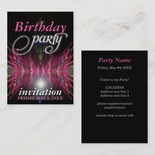 Pink Aztec Feathers Verjaardagsfeest Uitnodiging K (Voorkant / Achterkant)