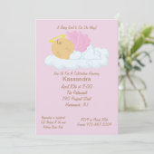 Pink Baby Angel Baby shower Uitnodiging (Staand voorkant)