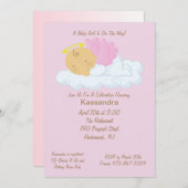 Pink Baby Angel Baby shower Uitnodiging (Voorkant / Achterkant)
