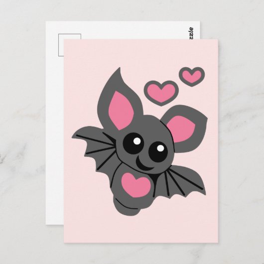 Pink Baby Bat Briefkaart (Voorkant / Achterkant)
