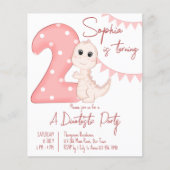 Pink baby dinosaur 2e verjaardag (Voorkant)
