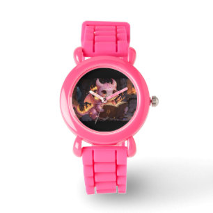 Pink Baby Dragon leest een boek Horloge