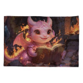 Pink Baby Dragon leest een boek Kussensloop (Achterkant)