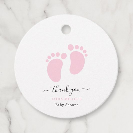 Pink Baby Feet Baby Shower Party, Girl Baby Shower Bedankjes Labels (Voorkant)
