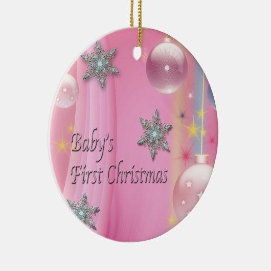 Pink Baby Girl Baby's eerste kerst Ornament (Rechts)