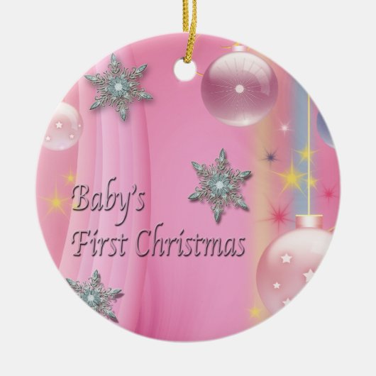 Pink Baby Girl Baby's eerste kerst Ornament (Voorkant)