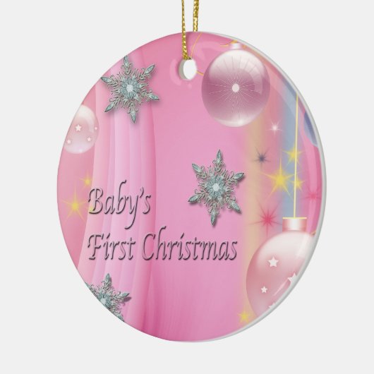 Pink Baby Girl Baby's eerste kerst Ornament (Links)