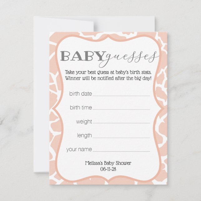 Pink Baby Girl Giraffe Baby Guesses (Voorkant)