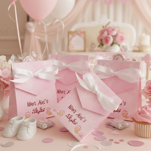 Pink baby girl muslim aqeeqah aqiqah bedankdoosjes
