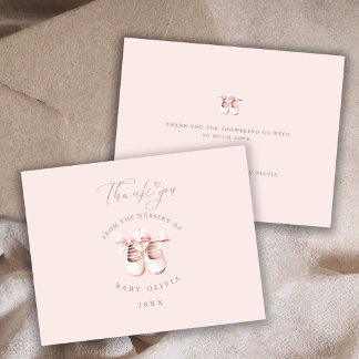 Pink Baby Girl Shoes Nursery of Kids Thank You  Bedankkaart