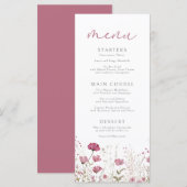 Pink Baby In Bloom Floral Wildflower Baby Shower Menu (Voorkant / Achterkant)