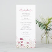 Pink Baby In Bloom Floral Wildflower Baby Shower Menu (Staand voorkant)