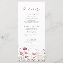 Pink Baby In Bloom Floral Wildflower Baby Shower Menu