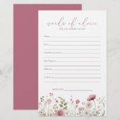 Pink Baby In Bloom Wildflower Baby Advice Card (Voorkant / Achterkant)
