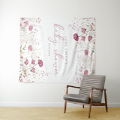 Pink Baby In Bloom Wildflower Baby Shower Backdrop Wandkleed (In Situ (horizontaal))