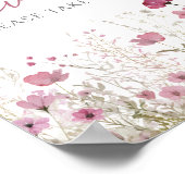 Pink Baby In Bloom Wildflower Shower Favor Sign Poster (Hoek)