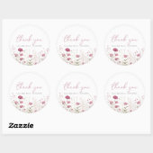 Pink Baby In Bloom Wildflower Shower Favor Sticker (Vel)