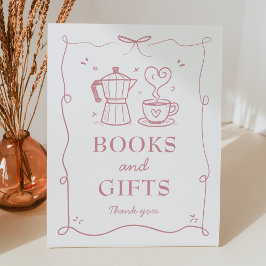 Pink Baby Is Brewing Books and Gifts Sign Reclamebord Met Voetstuk