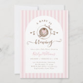 Pink Baby Is Brewing Coffee Baby Shower Invitation Kaart (Voorkant)