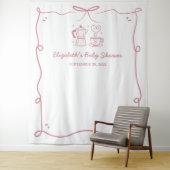 Pink Baby Is Brewing Coffee Baby Shower Wandkleed (In situ)