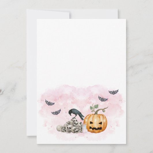 Pink Baby is Brewing Halloween Baby Shower Kaart (Achterkant)