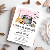 Pink Baby is Brewing Halloween Baby Shower Kaart