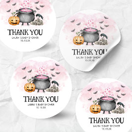 Pink Baby is Brewing Halloween Baby Shower Ronde Sticker